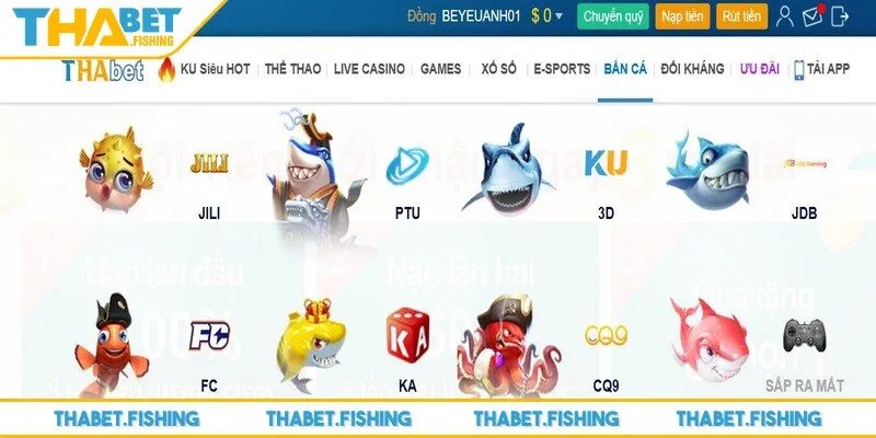 Bắn cá THABET là trò chơi mô phỏng hoạt động săn cá trong lòng đại dương